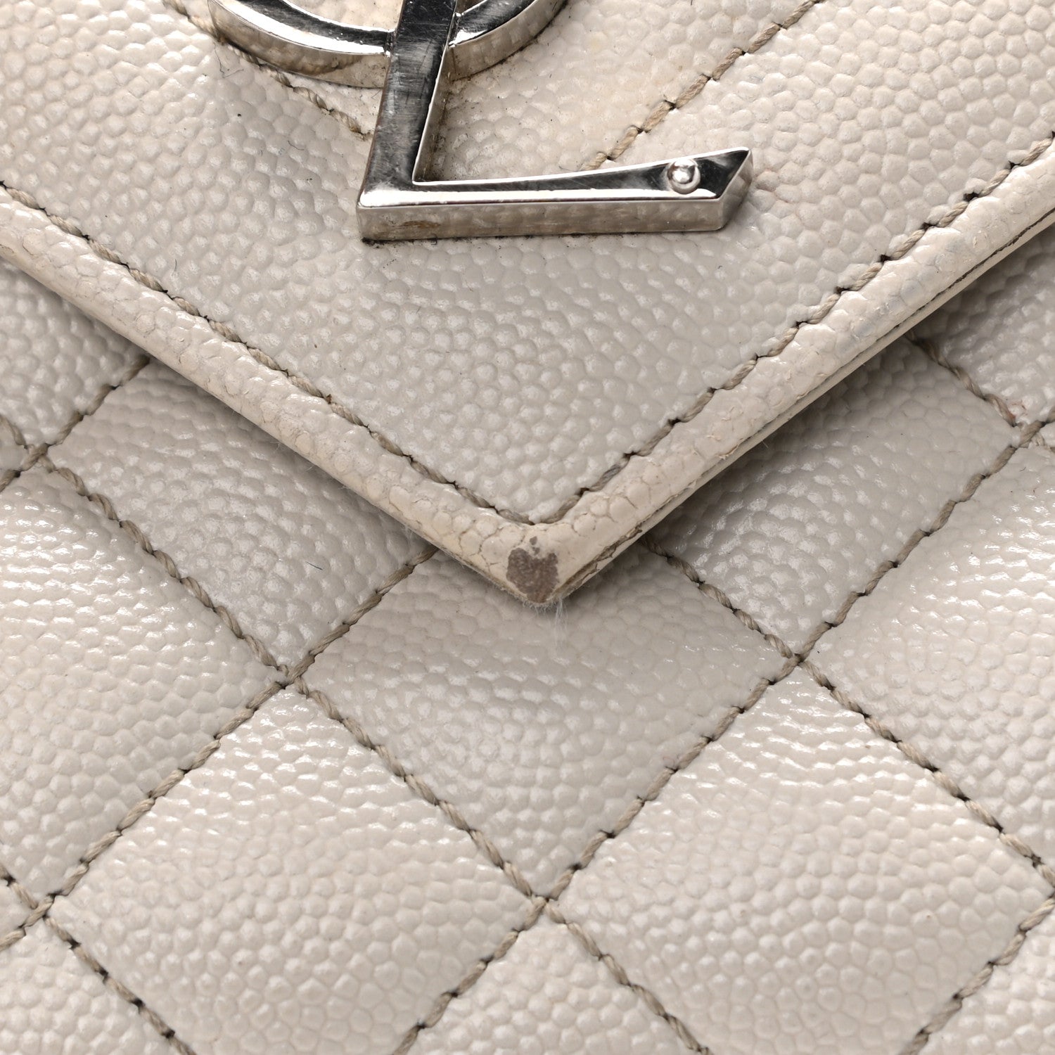 Saint Laurent Grain De Poudre Textured Mixed Matelasse Medium Triquilt Monogram Satchel Granite 10 of 21