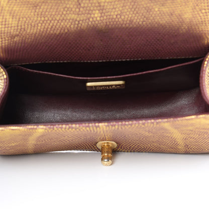 Chanel Metallic Lizard Small Boy Flap Gold Burgundy 5 of 11