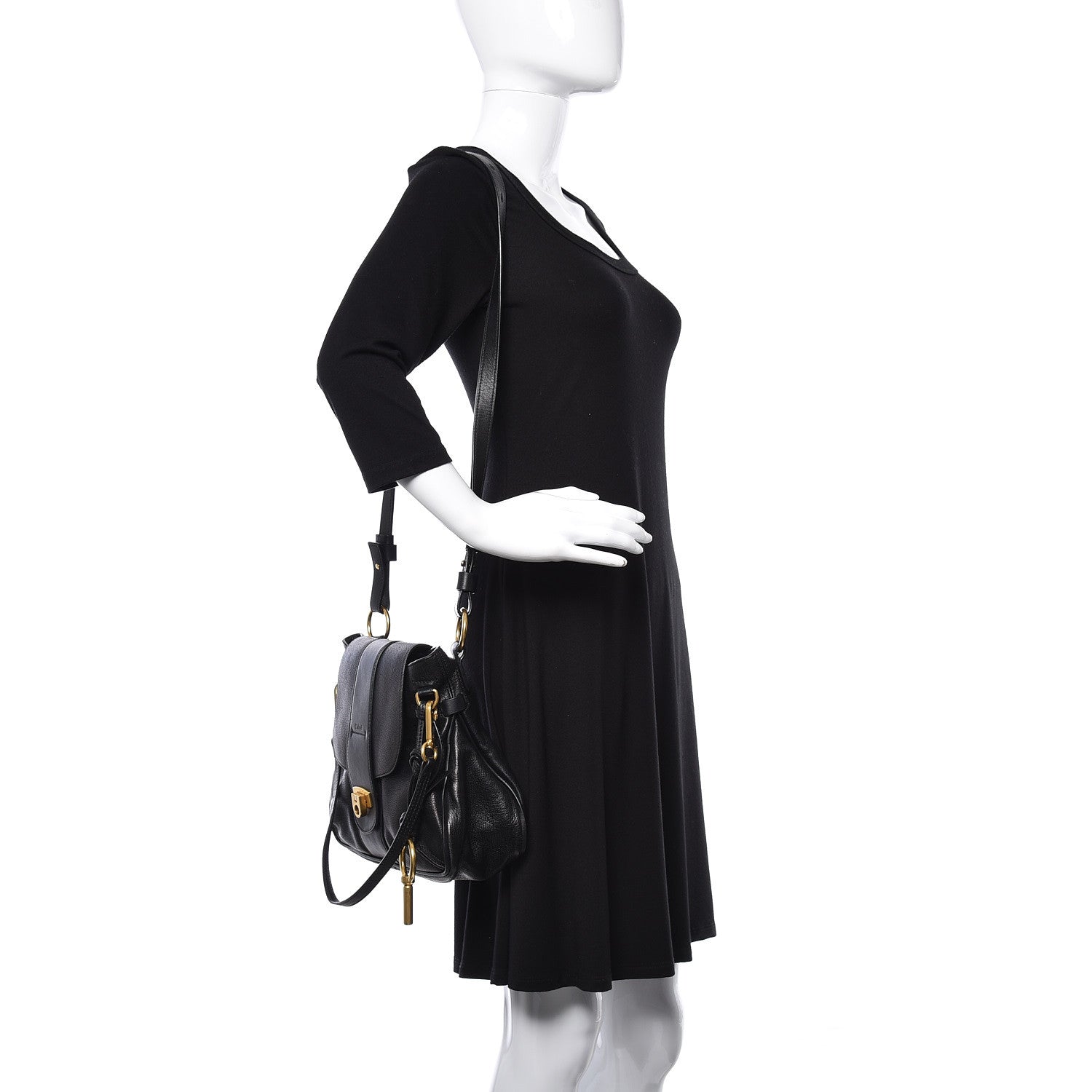 Chloe Grained Lambskin Calfskin Small Lexa Shoulder Bag Black 2 of 10