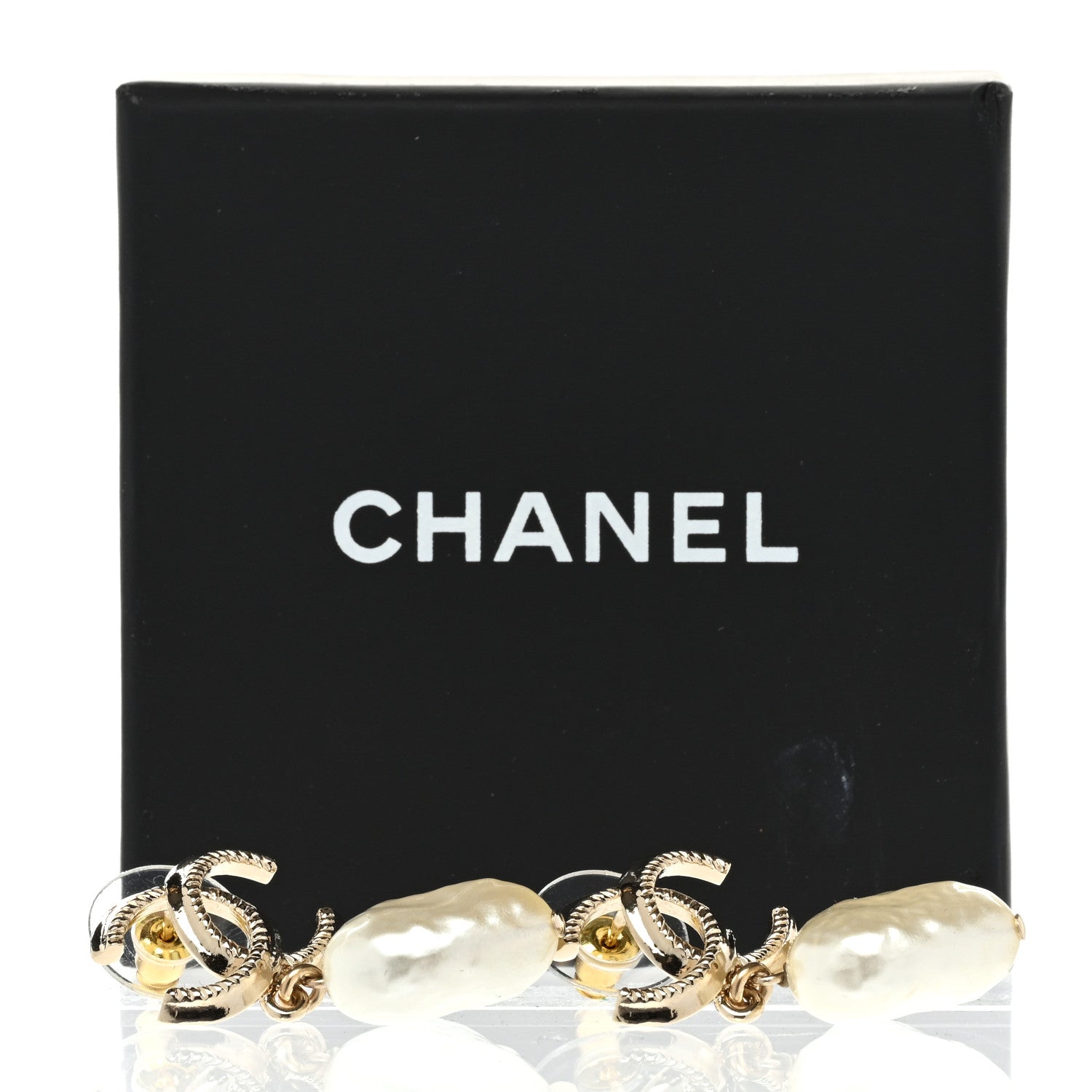 Chanel Pearl CC Heart Drop Earrings Gold 5 of 5