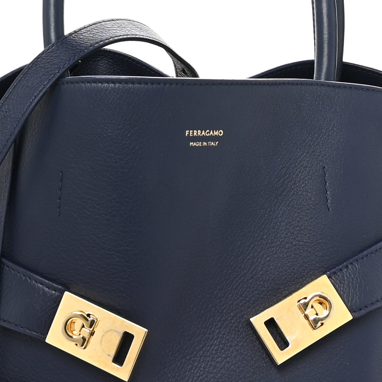 Salvatore Ferragamo Calfskin Large Hug Bag Midnight 7 of 10