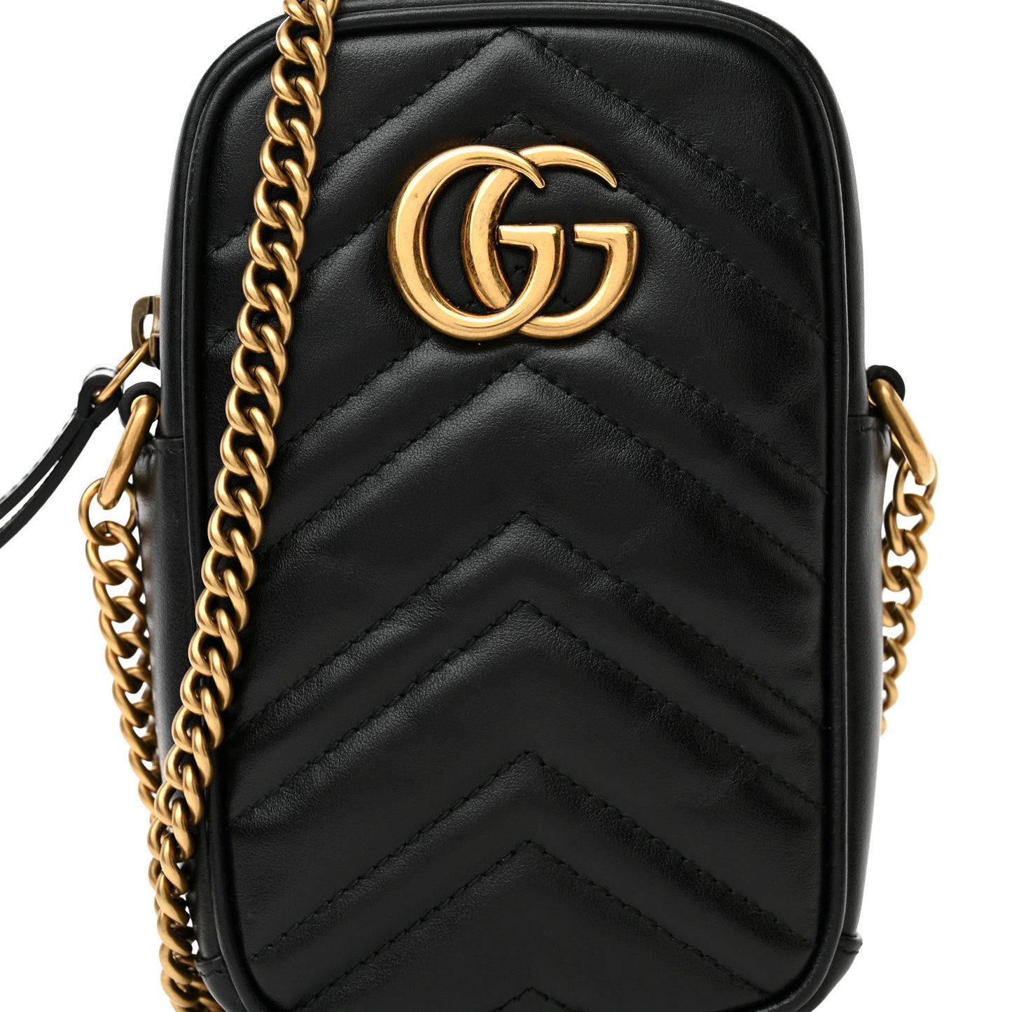 Calfskin Matelasse Mini GG Marmont Crossbody Bag Black