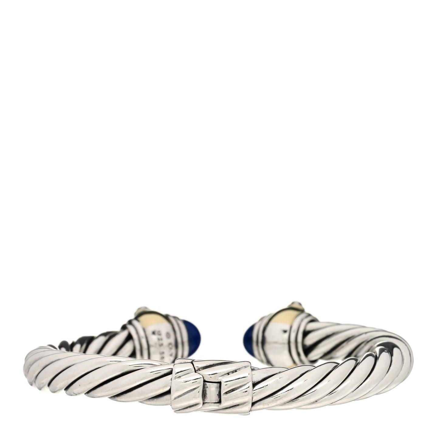 Sterling Silver 14K Yellow Gold Lapis Lazuli Iolite 10mm Cable Renaissance Bracelet