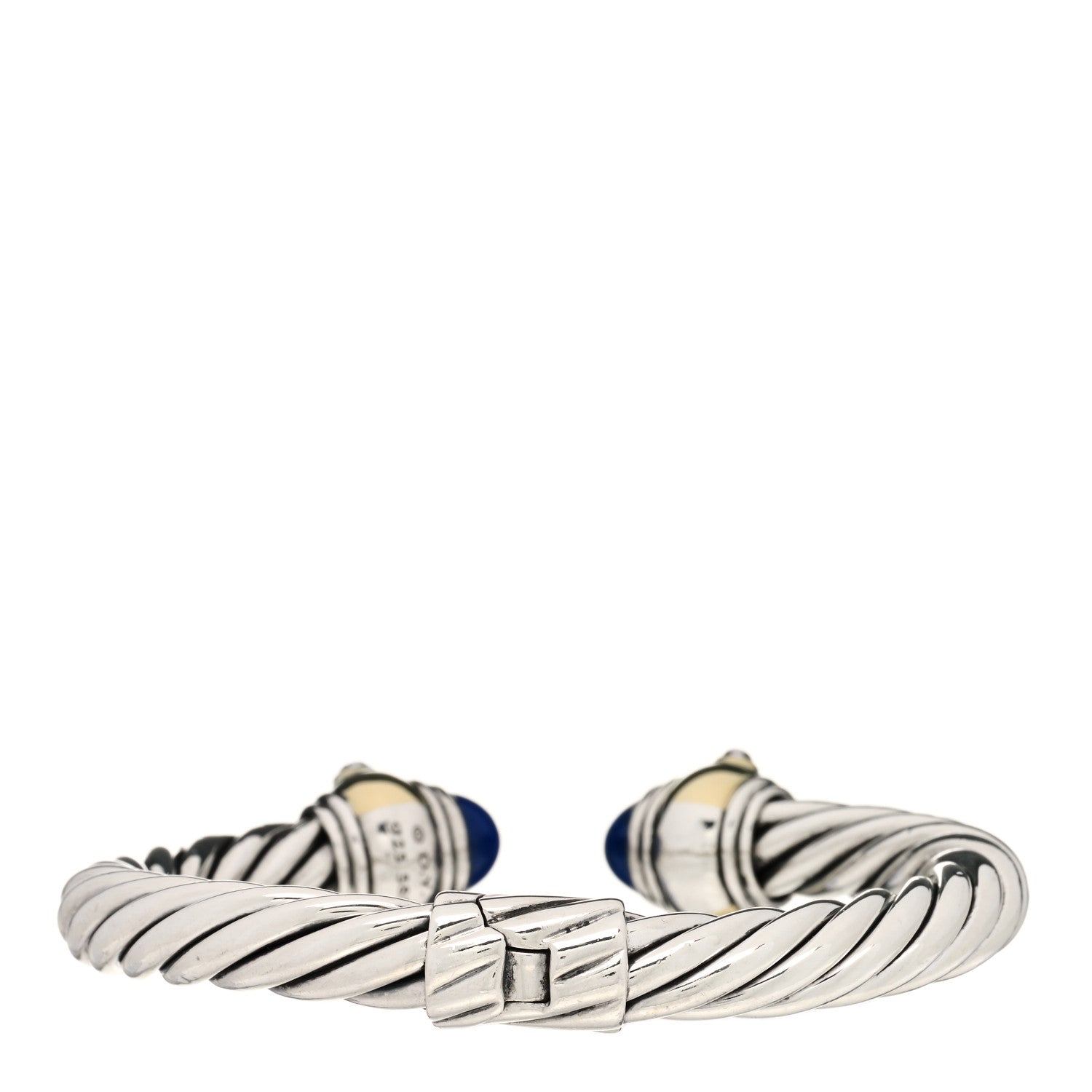 David Yurman Sterling Silver 14K Yellow Gold Lapis Lazuli Iolite 10mm Cable Renaissance Bracelet 2 of 5