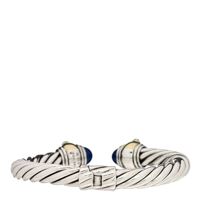 David Yurman Sterling Silver 14K Yellow Gold Lapis Lazuli Iolite 10mm Cable Renaissance Bracelet 2 of 5