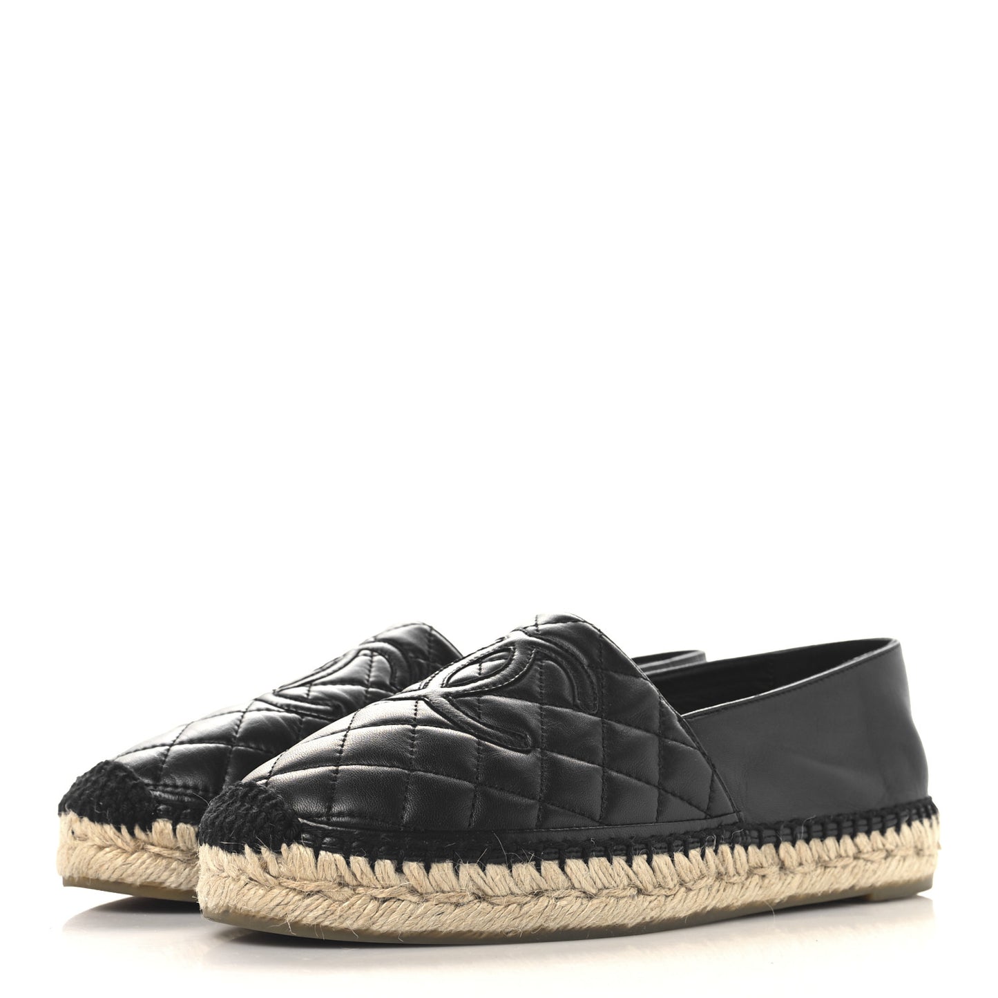 Lambskin Quilted CC Espadrilles 38 Black
