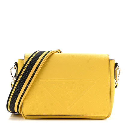 Prada Saffiano Cuir Triangle Logo Embossed Flap Crossbody Sole 1 of 11