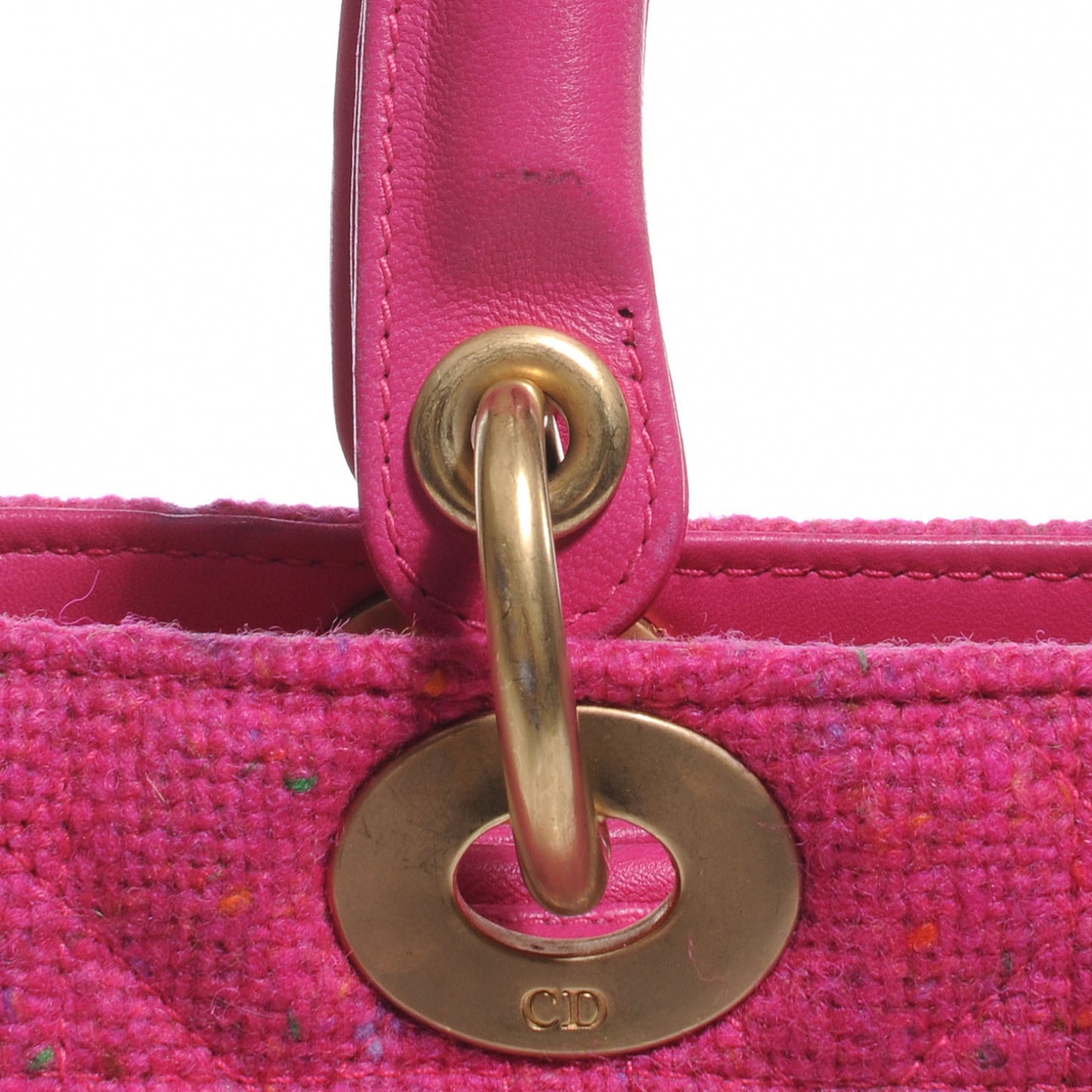 Tweed Cannage Medium Lady Dior Pink