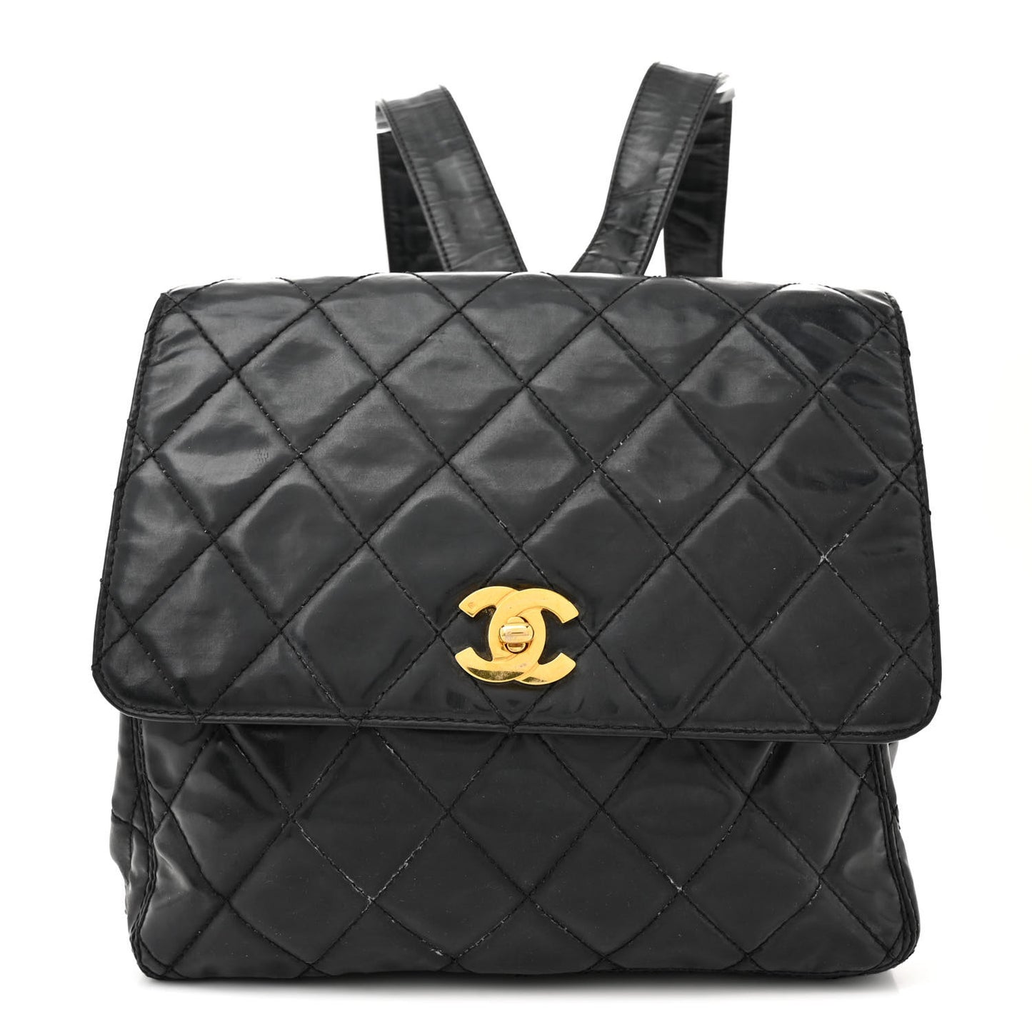 Patent Quilted Backpack Black
