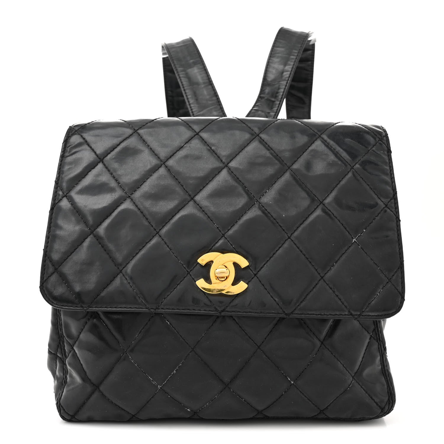 Chanel Patent Quilted Backpack Black 1 of 13