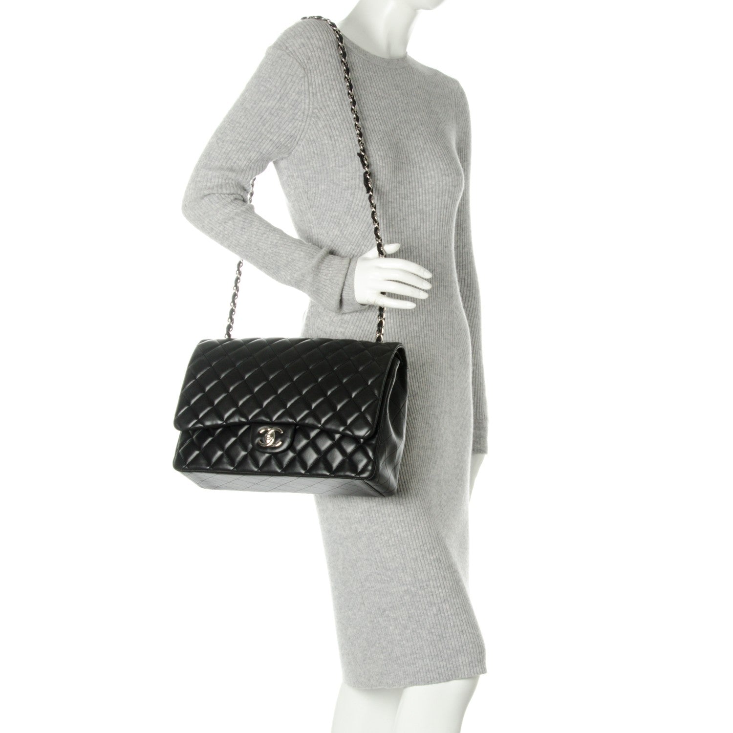 Chanel Lambskin Quilted Maxi Double Flap Black 3 of 9