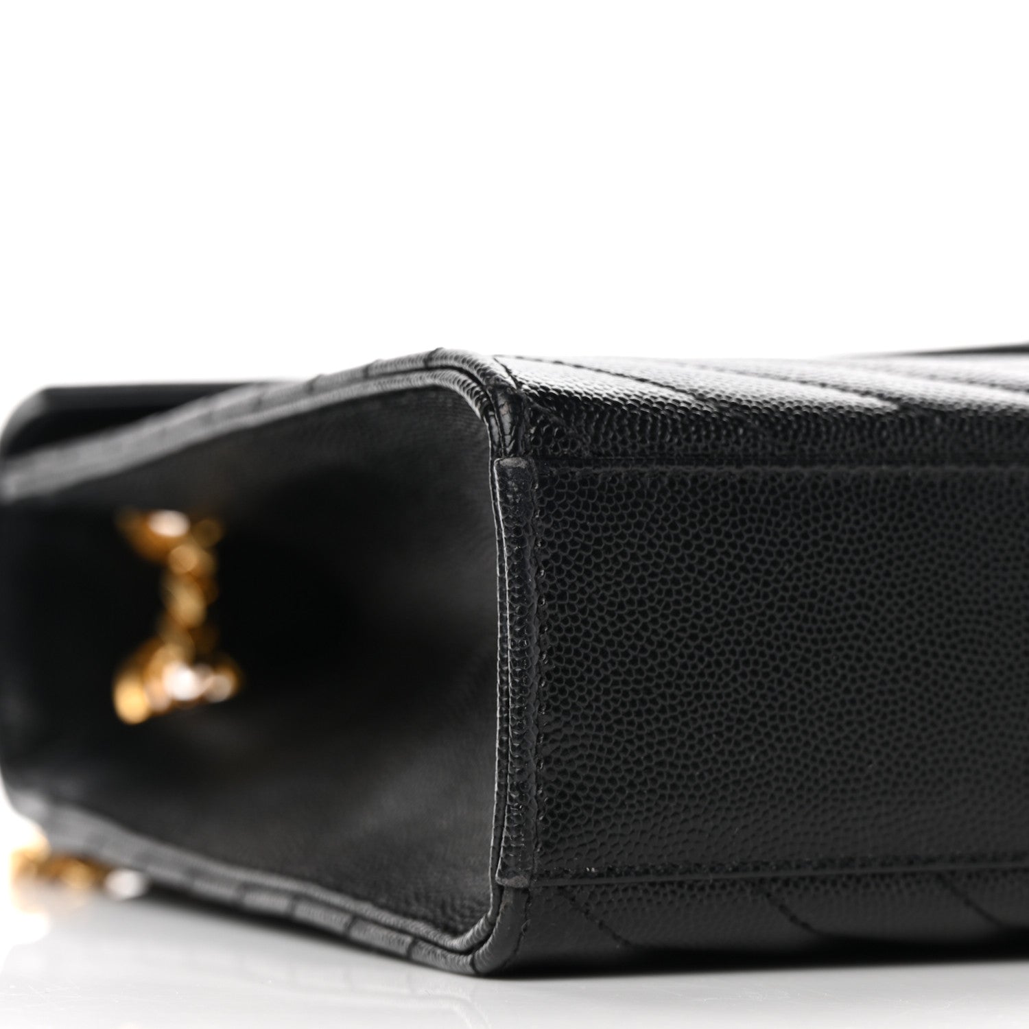 Saint Laurent Grain De Poudre Matelasse Chevron Large Monogram Satchel Black 8 of 9