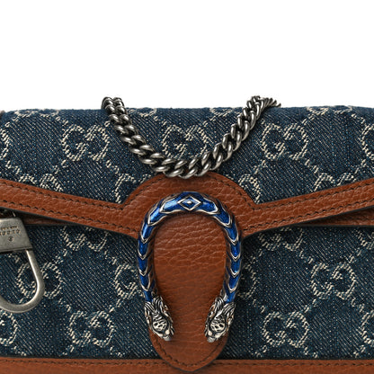 Gucci New Denim GG Monogram Dollar Calfskin Enamel Super Mini Dionysus Shoulder Bag Blue Tea Cuir Epilog Electric Blue 7 of 12