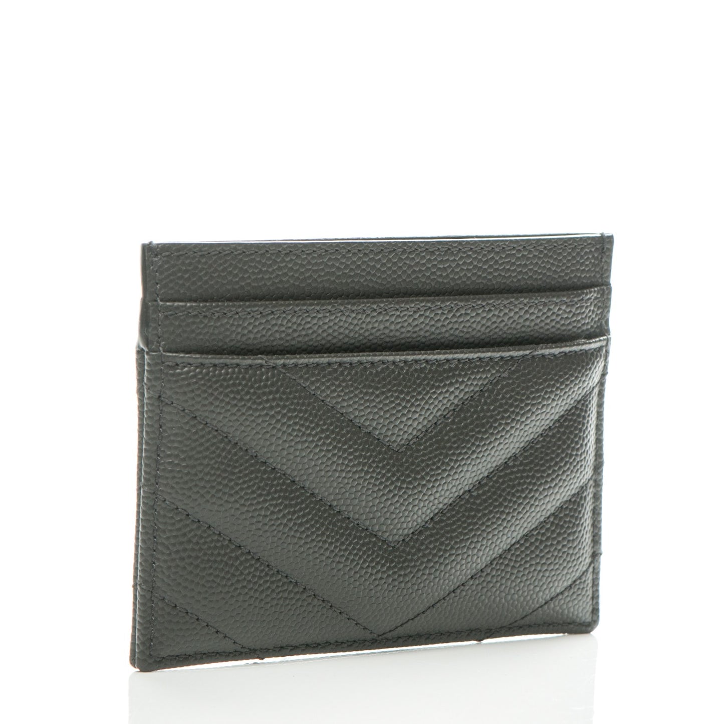 Grain De Poudre Matelasse Chevron Monogram Card Case Coal