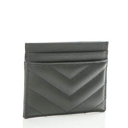Saint Laurent Grain De Poudre Matelasse Chevron Monogram Card Case Coal 3 of 10