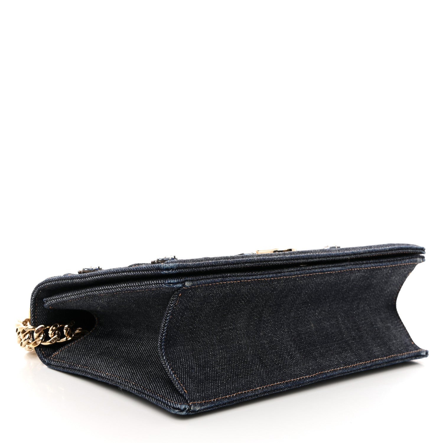 Christian Dior Denim Crystal Medium Diorama Flap Bag Blue 4 of 10
