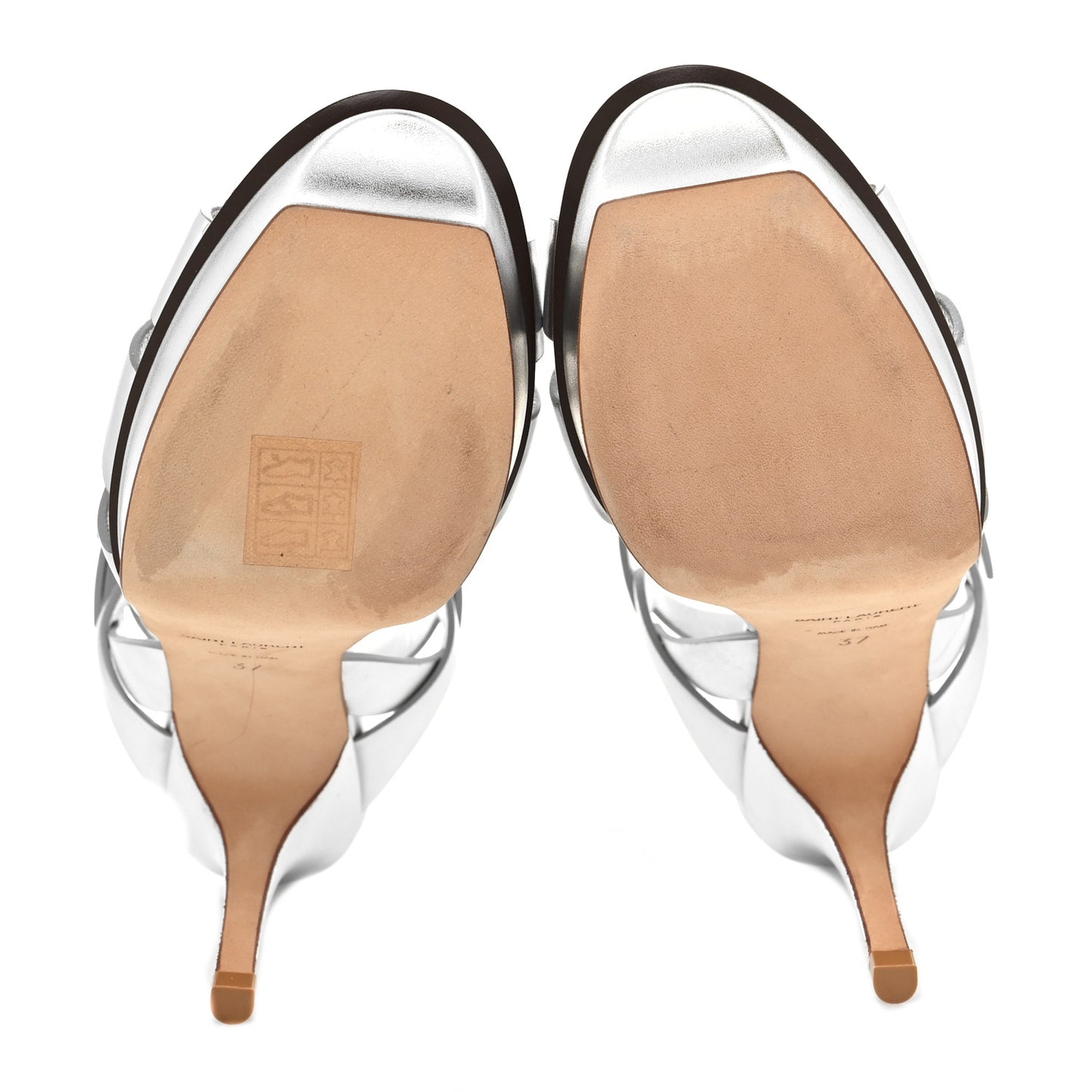 Metallic Nappa Tribute 75 Platform Sandals 37 Silver