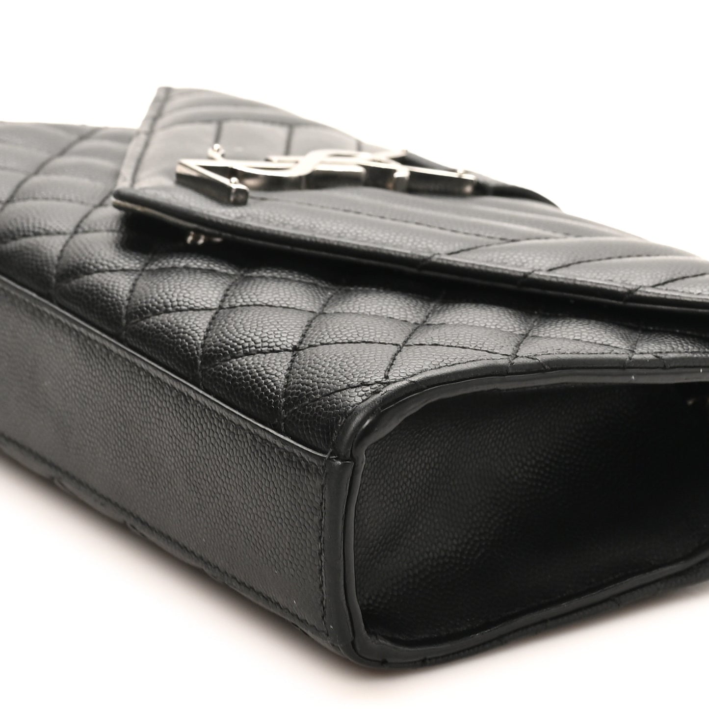 Grain De Poudre Textured Mixed Matelasse Triquilt Small Monogram Satchel Black