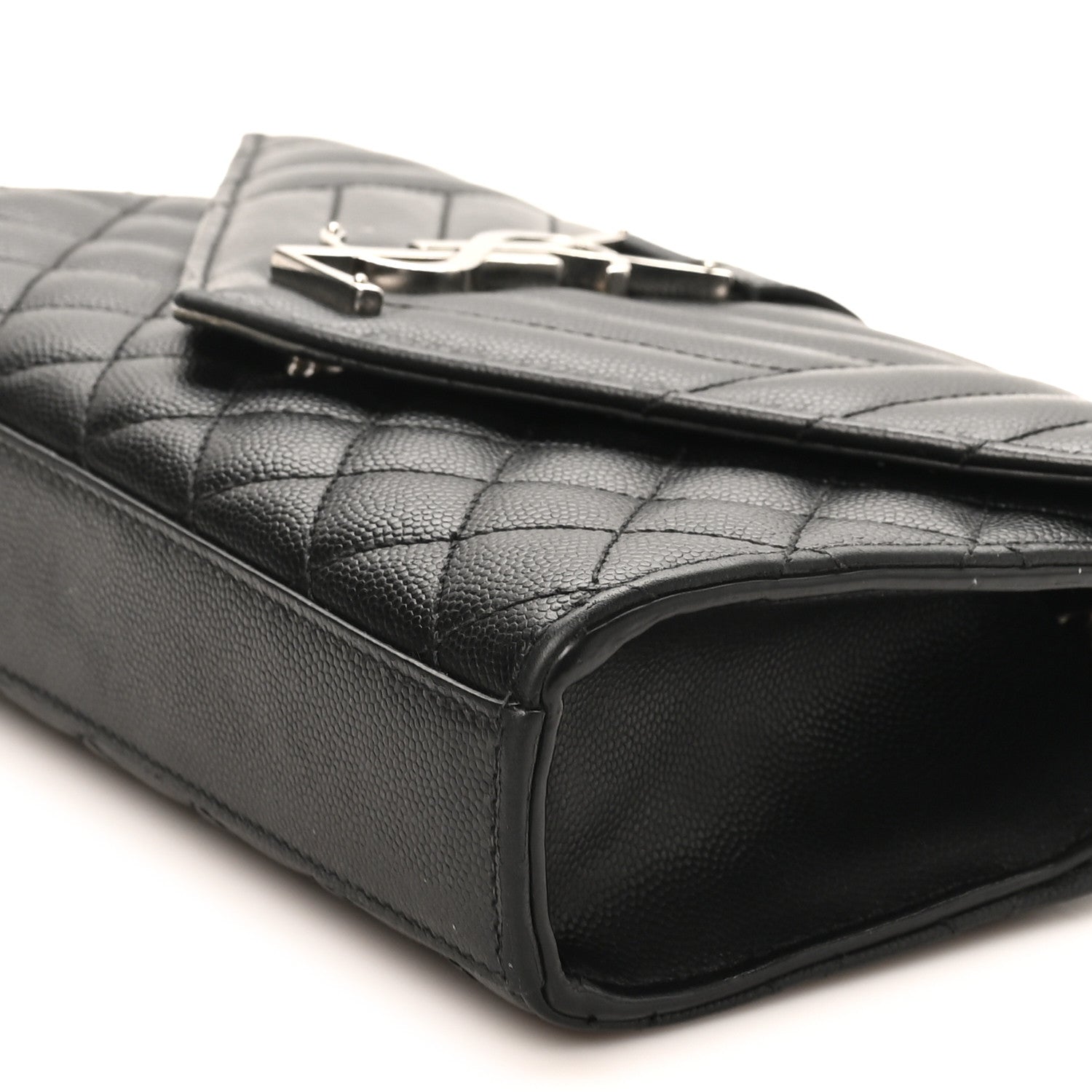 Saint Laurent Grain De Poudre Textured Mixed Matelasse Triquilt Small Monogram Satchel Black 9 of 11