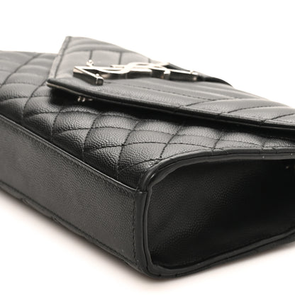 Saint Laurent Grain De Poudre Textured Mixed Matelasse Triquilt Small Monogram Satchel Black 9 of 11