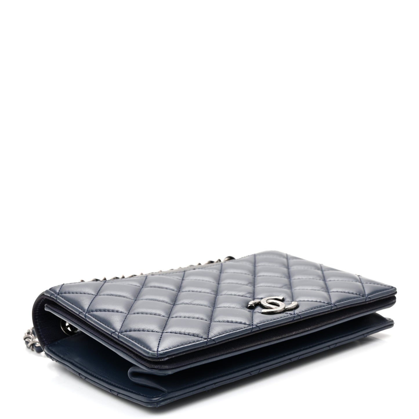 Calfskin Quilted Ballerine Flap Black Blue