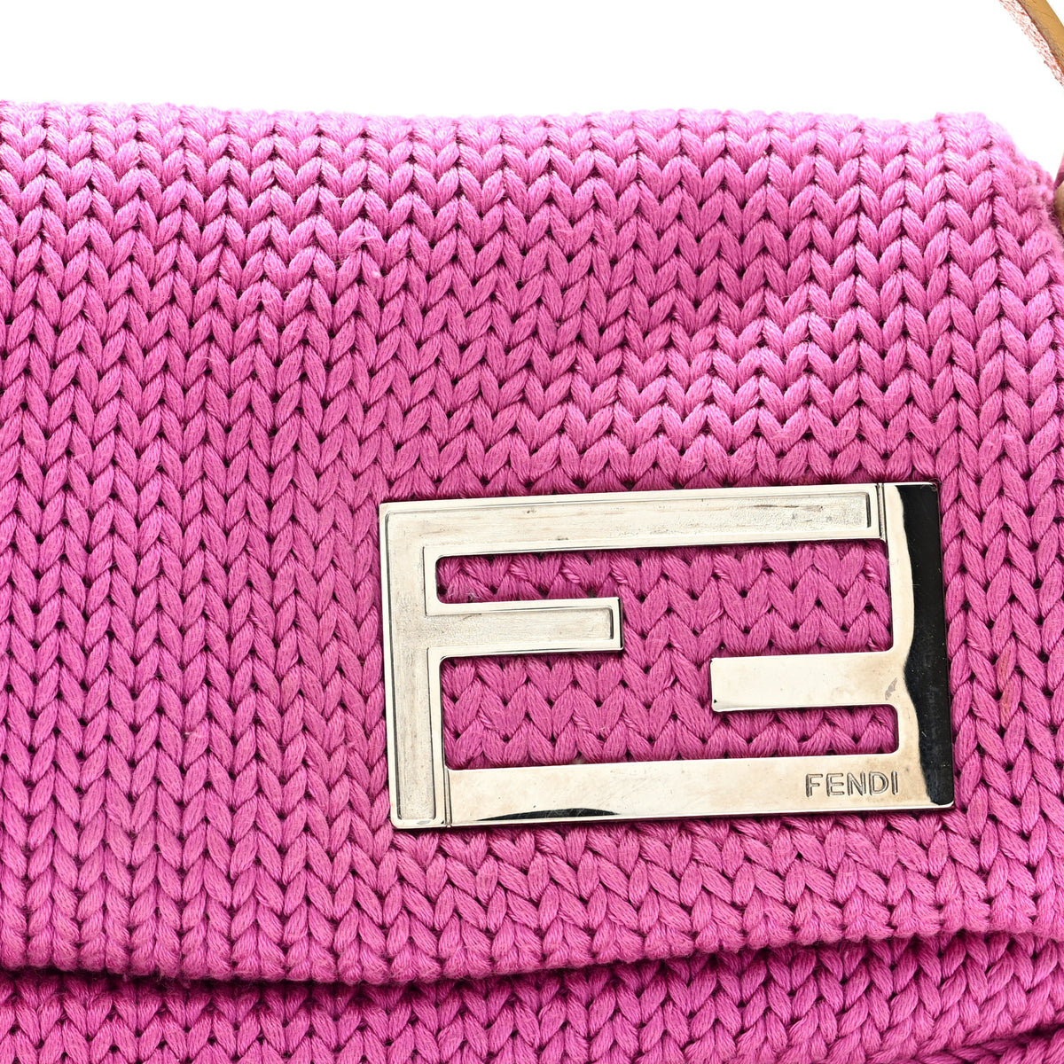 Wool Crochet Knit FF Pochette Pink