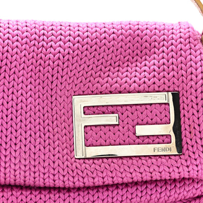 Fendi Wool Crochet Knit FF Pochette Pink 7 of 9