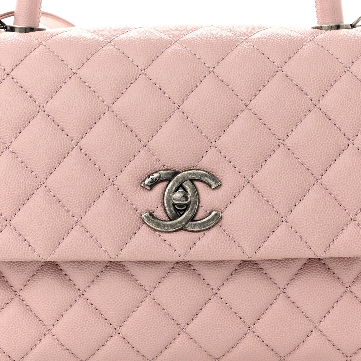 Caviar Quilted Small Coco Handle Flap Light Pink
