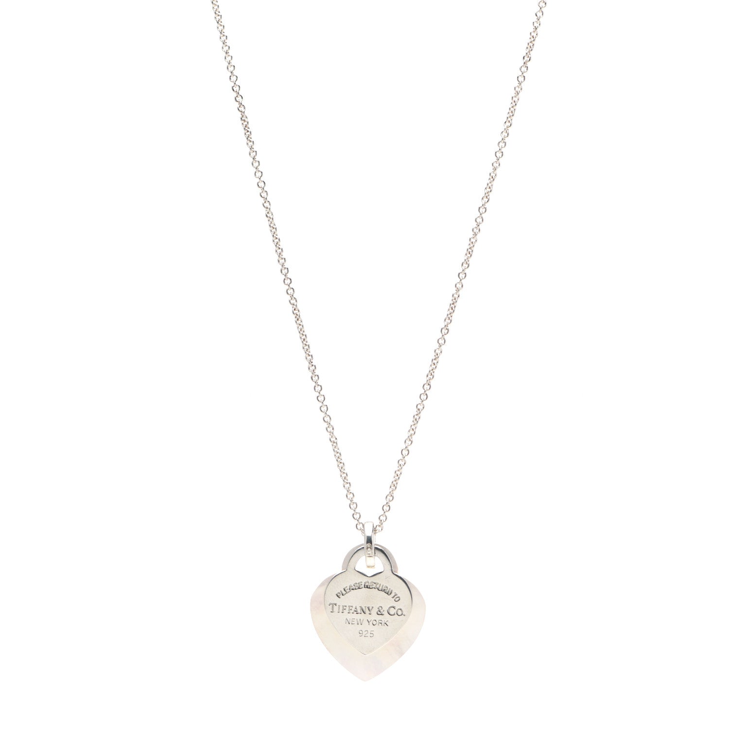 Tiffany Sterling Silver Mother of Pearl Return to Tiffany Pendant Necklace 1 of 4
