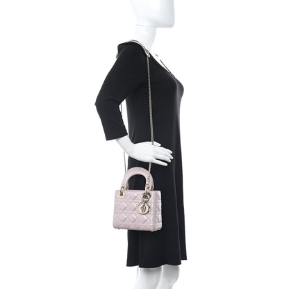 Christian Dior Metallic Lambskin Cannage Mini Lady Dior Lotus 2 of 10