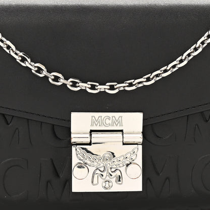 MCM Calfskin Logo Embossed Large Patricia Wallet On Chain Black 6 of 8