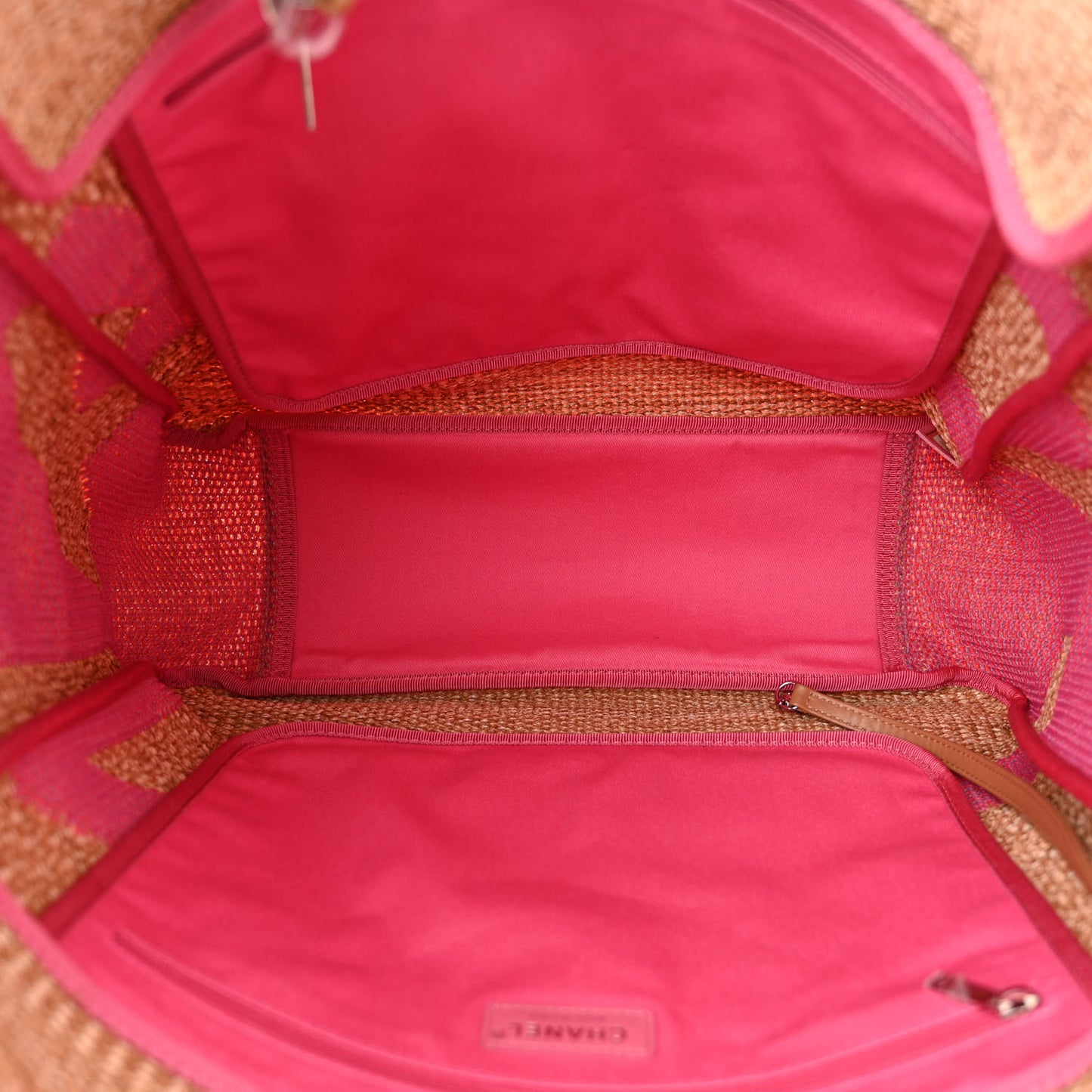 Mixed Fibers Large Shopping Bag Pink Beige