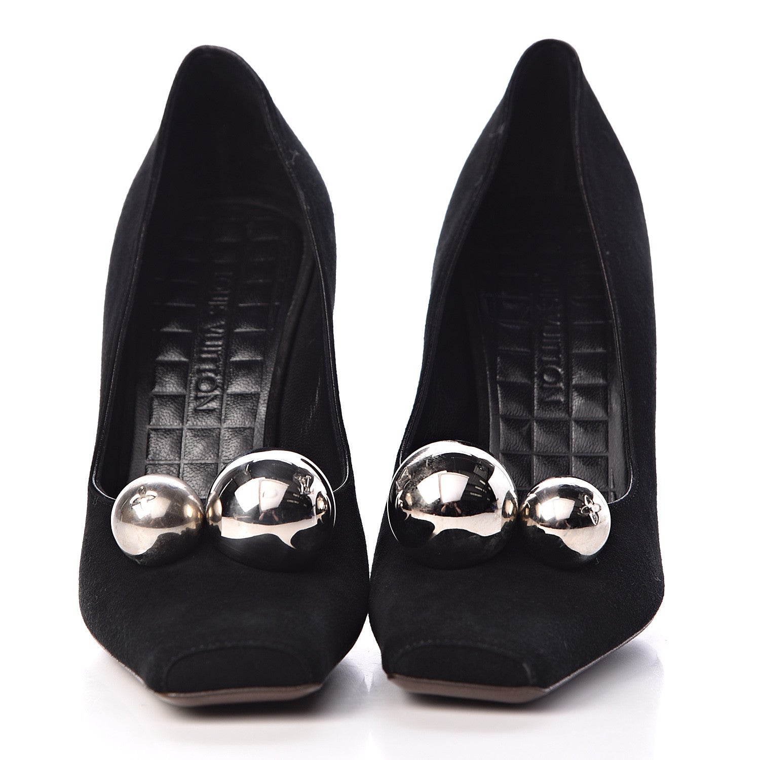 Louis Vuitton Suede Mirrored Ball Pumps 37 Black 2 of 16
