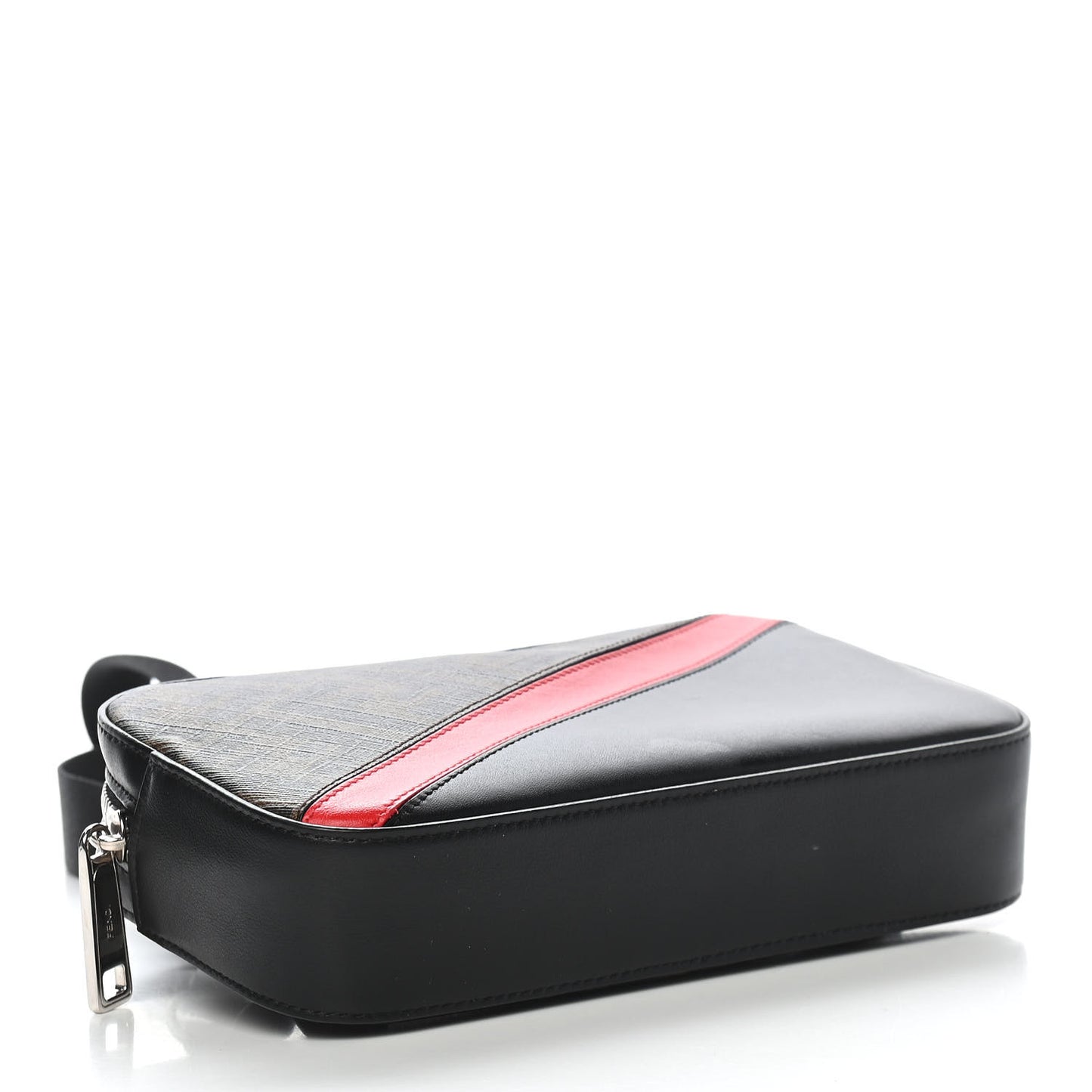 Glazed Fabric Vitello Liberty FF 1974 Diagonal Small Camera Case Tobacco Rosso Black