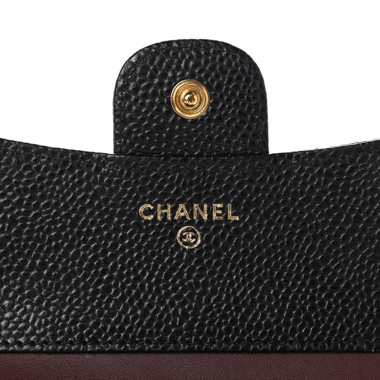 Caviar Quilted Compact Flap Wallet Black