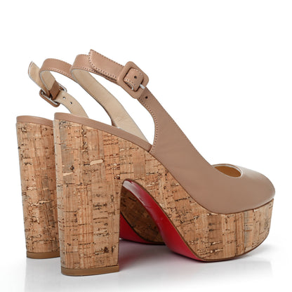 Christian Louboutin Calfskin Cork Dona Anna 120 Wedges 39 Nude Natural 3 of 4