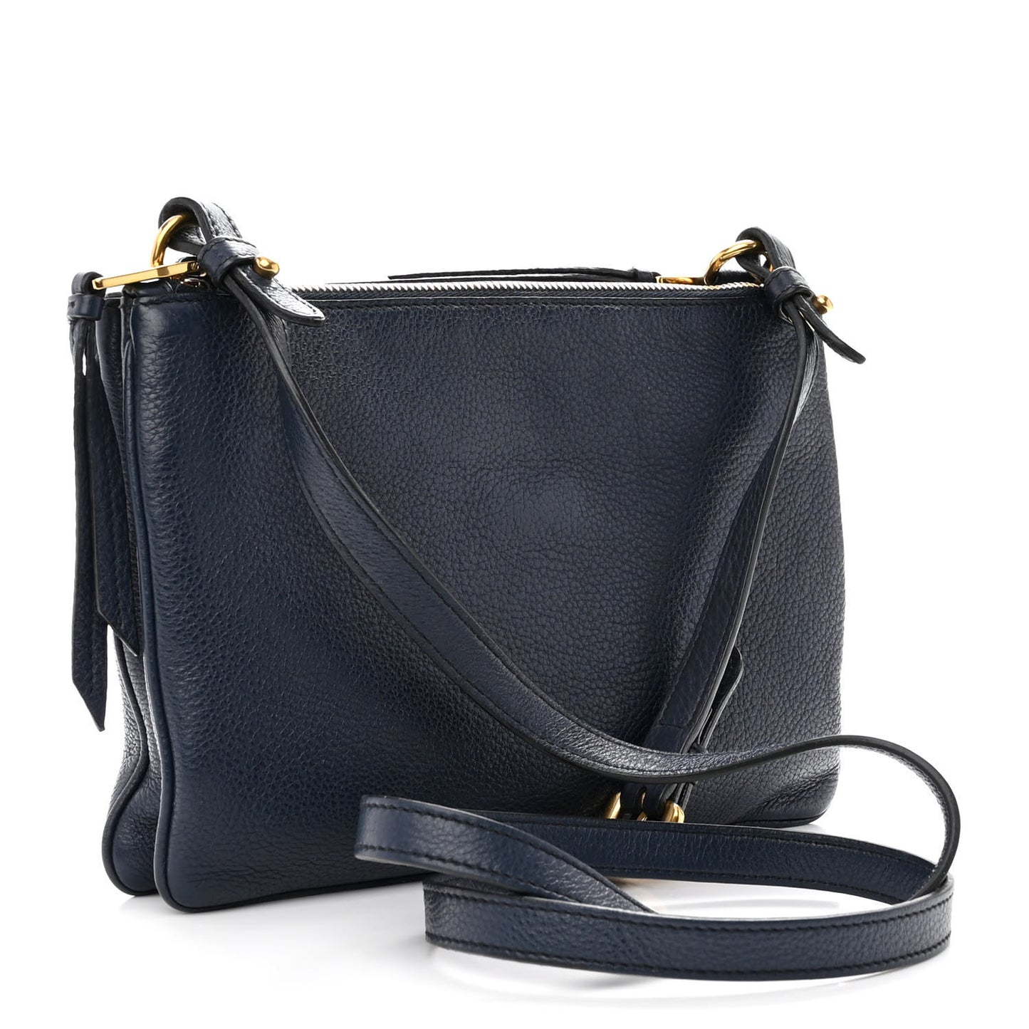 Vitello Phenix Double Zip Crossbody Bag Baltico