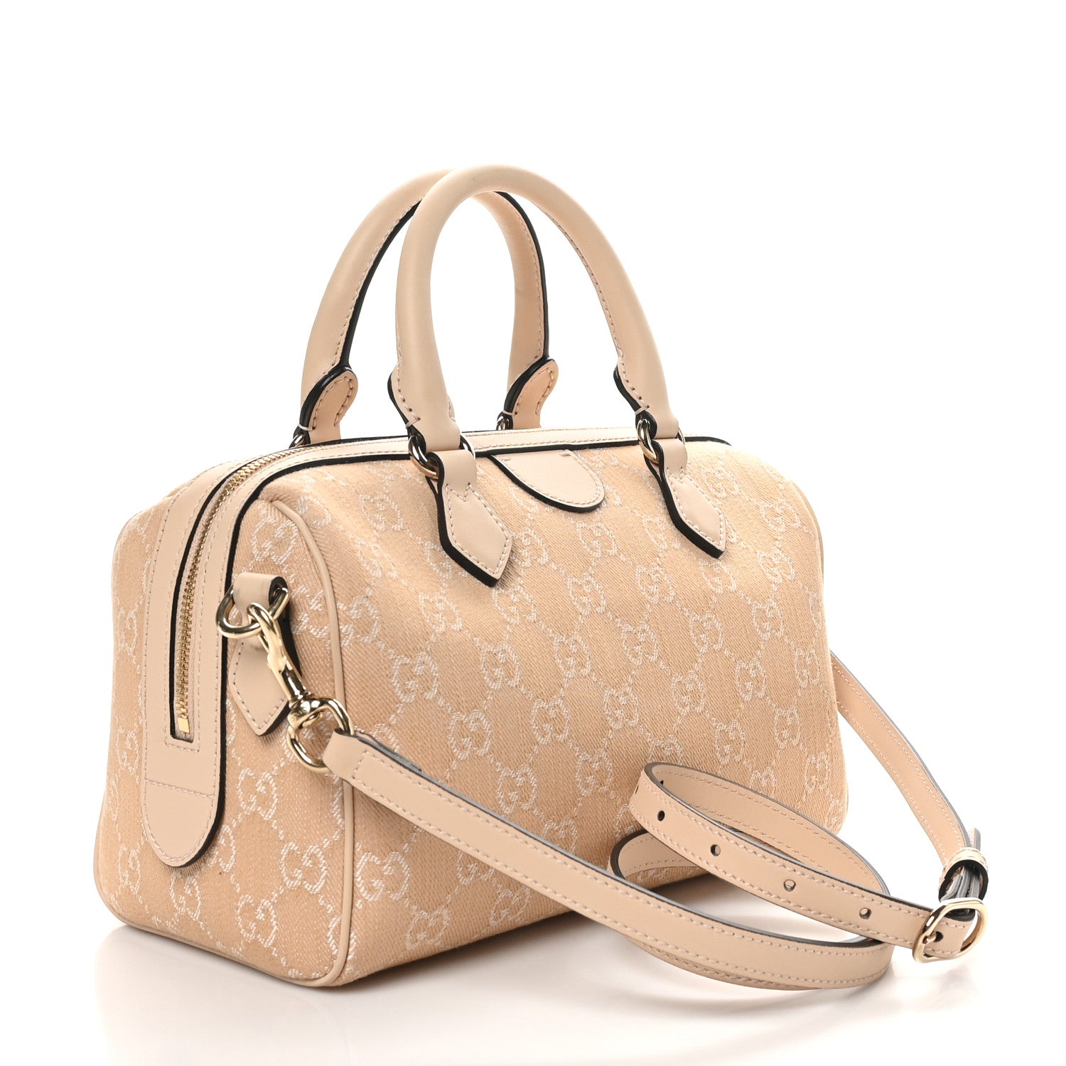 Gucci Summer Denim Calfskin GG Monogram Small Ophidia Top Handle Bag Souffle Rose 3 of 11