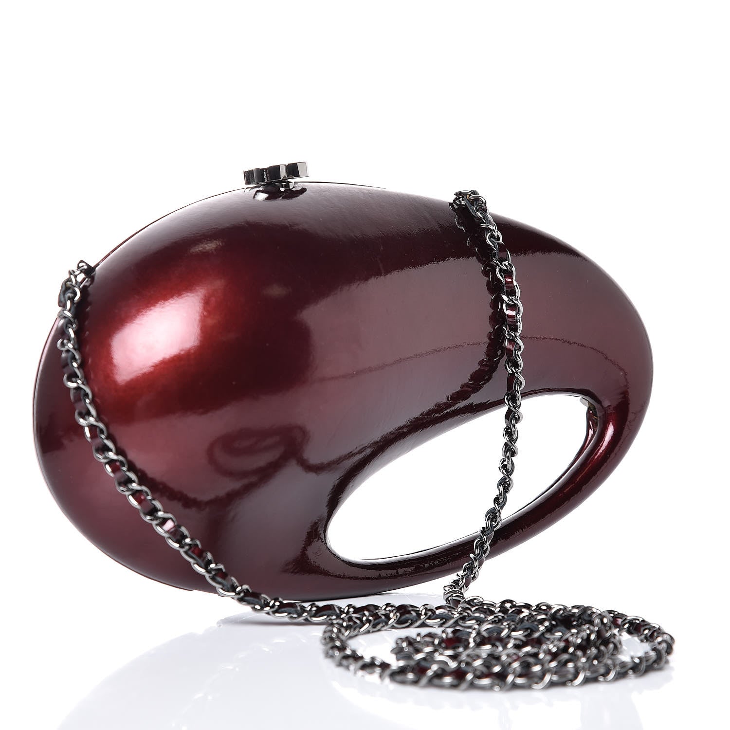 Chanel Patent Minaudiere Clutch Dark Bordeaux 3 of 8
