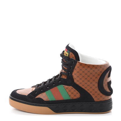 Gucci X DAPPER DAN Calfskin Suede GG Micro Monogram Mens High Top Sneakers 7.5 Brown 1 of 7