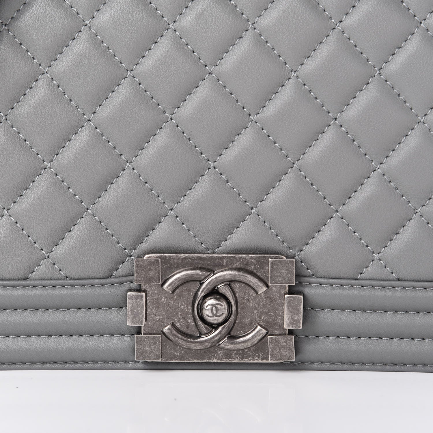 Chanel Lambskin Quilted Medium Boy Flap Grey 10 of 10