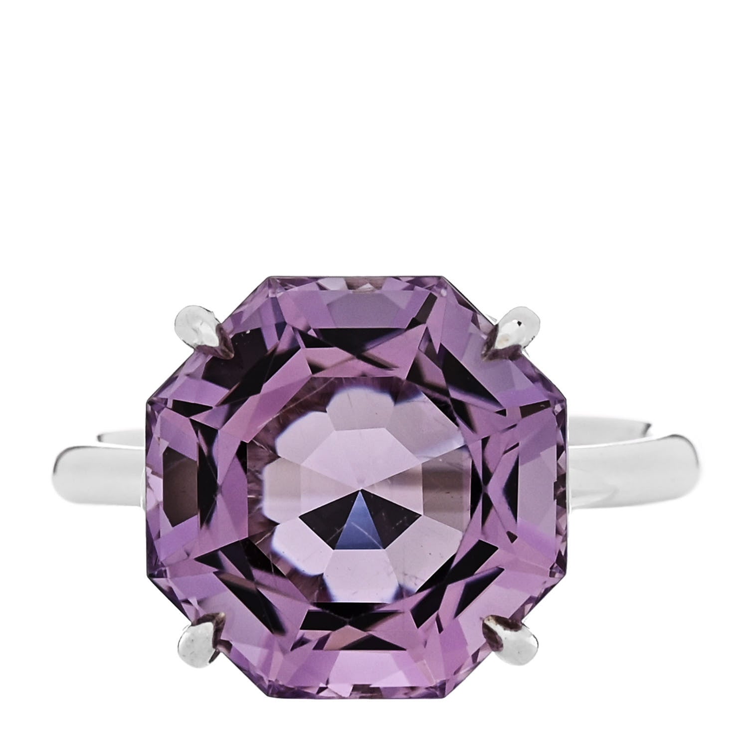 Tiffany Sterling Silver Amethyst Sparklers Octagonal Cocktail Ring 54 7 1 of 5