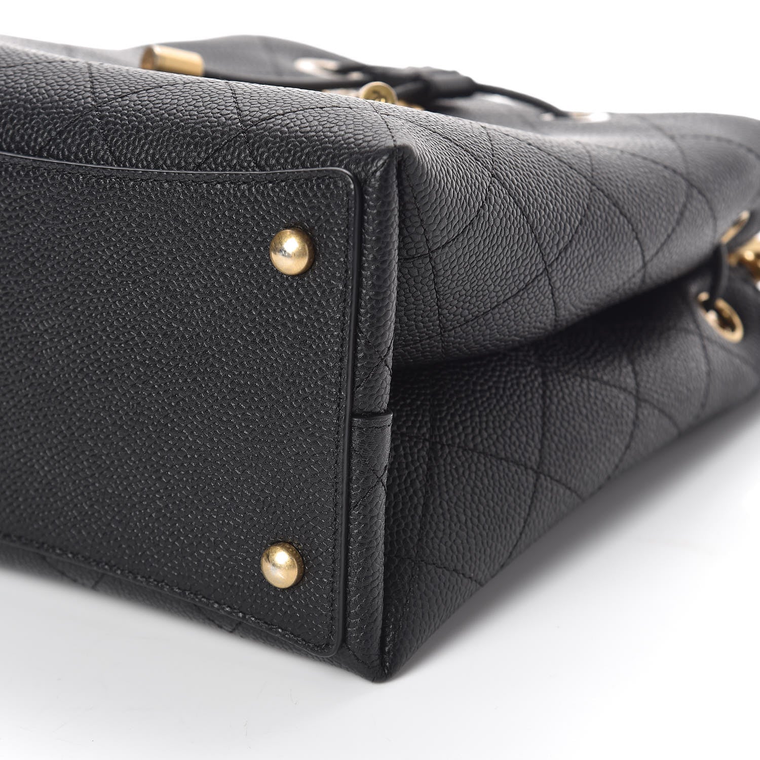 Chanel Grained Calfskin Stitched Small Drawstring Bag Black 9 of 10