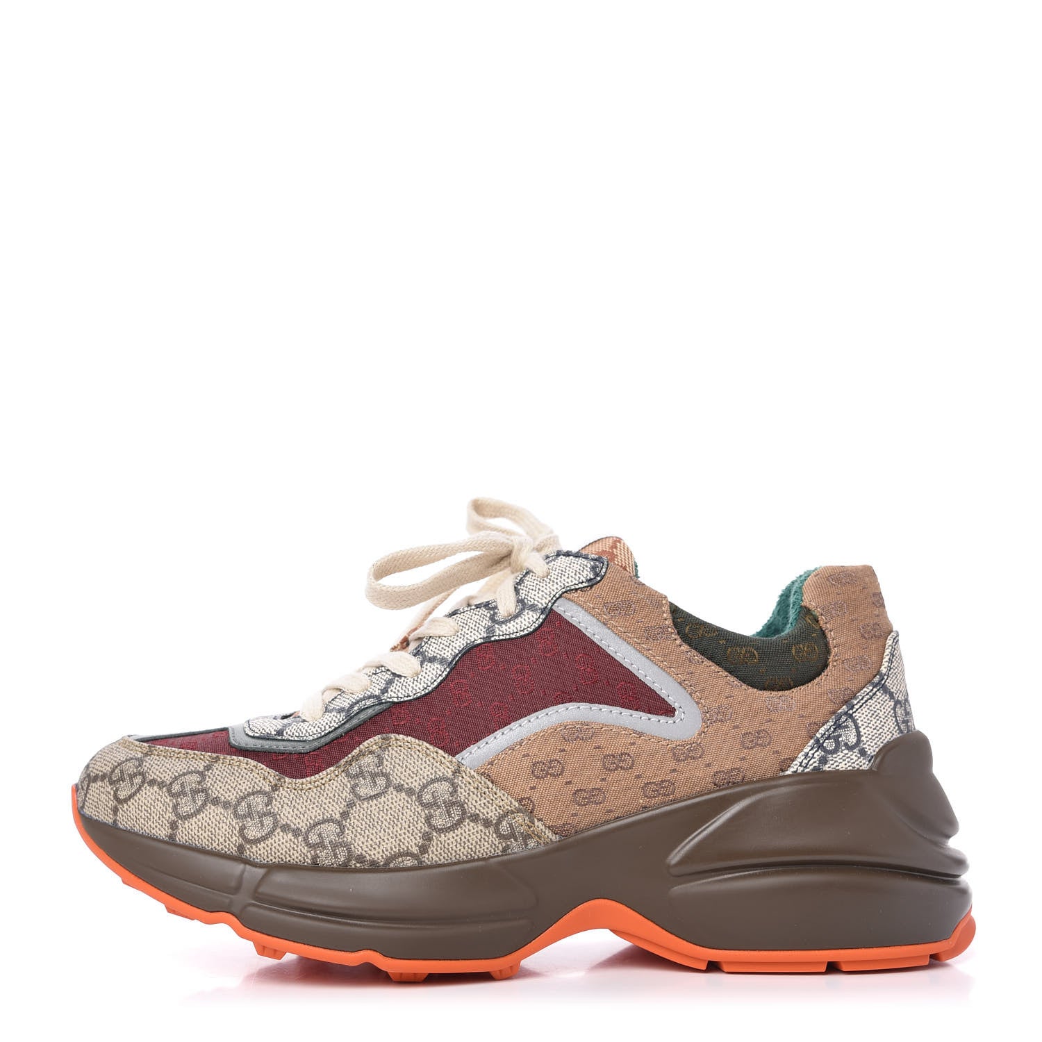 Gucci GG Supreme Monogram Mix Monogram Womens Rhyton Sneakers 36.5 Bordeaux Beige Ebony 1 of 8