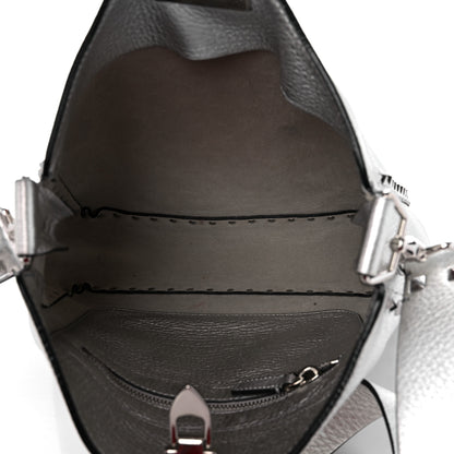 Valentino Garavani Metallic Pebbled Calfskin Small Rockstud Flip-Lock Messenger Bag Silver 5 of 12