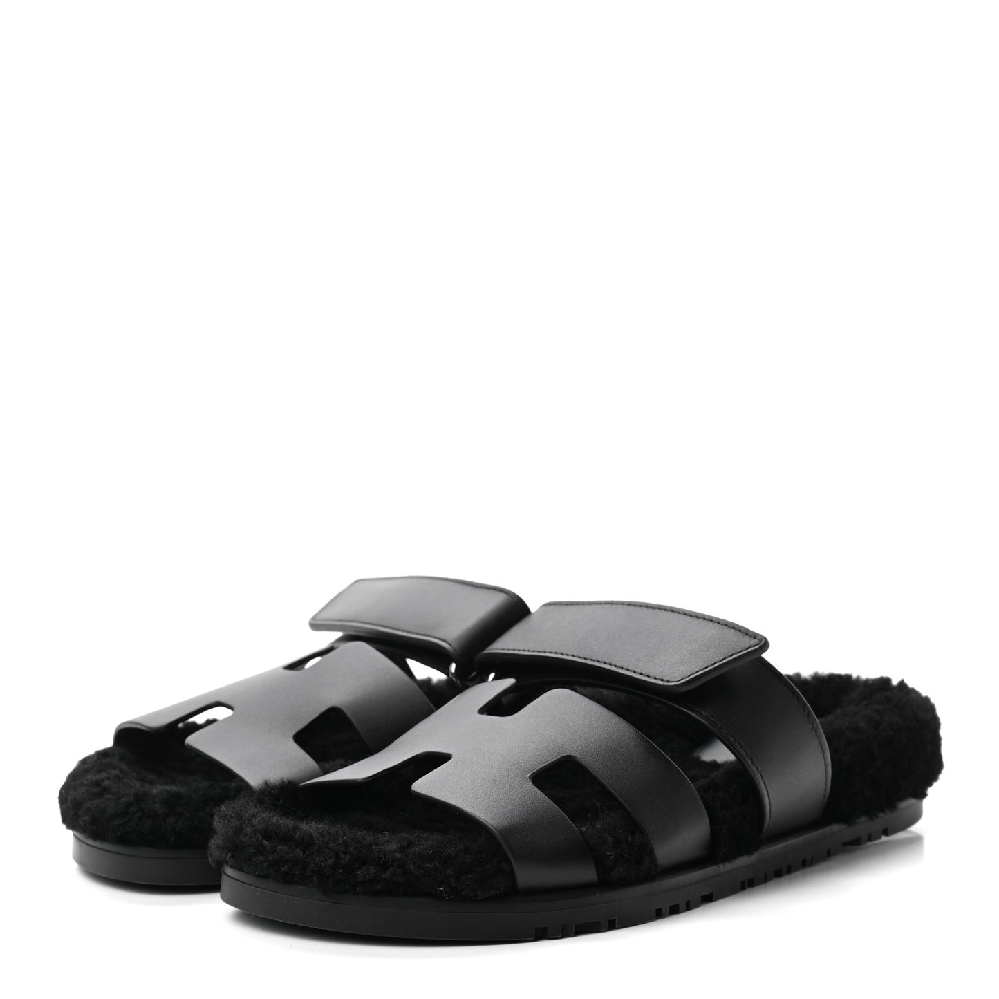 Calfskin Woolskin Womens Chypre Sandals 36 Black