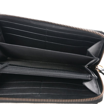 Gucci Calfskin Matelasse GG Marmont Zip Around Wallet Black White 5 of 8