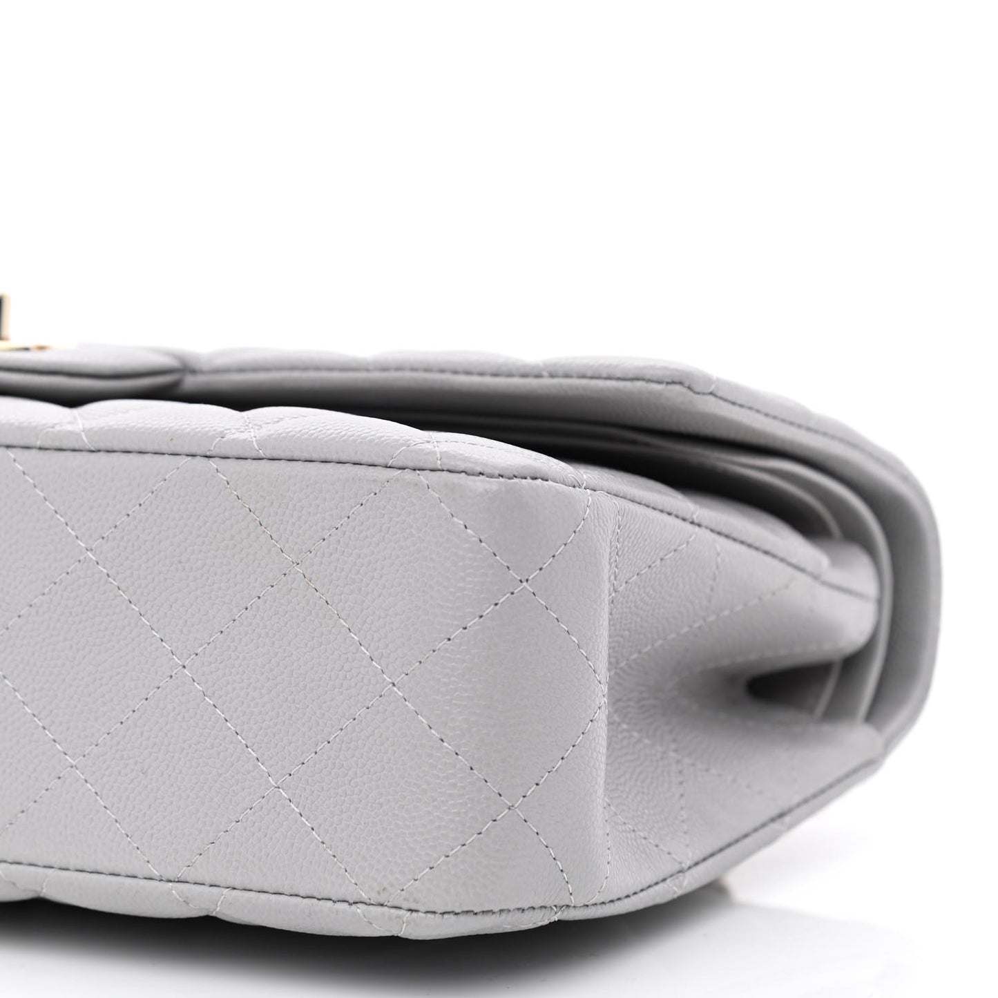 Caviar Quilted Medium Double Flap Grey