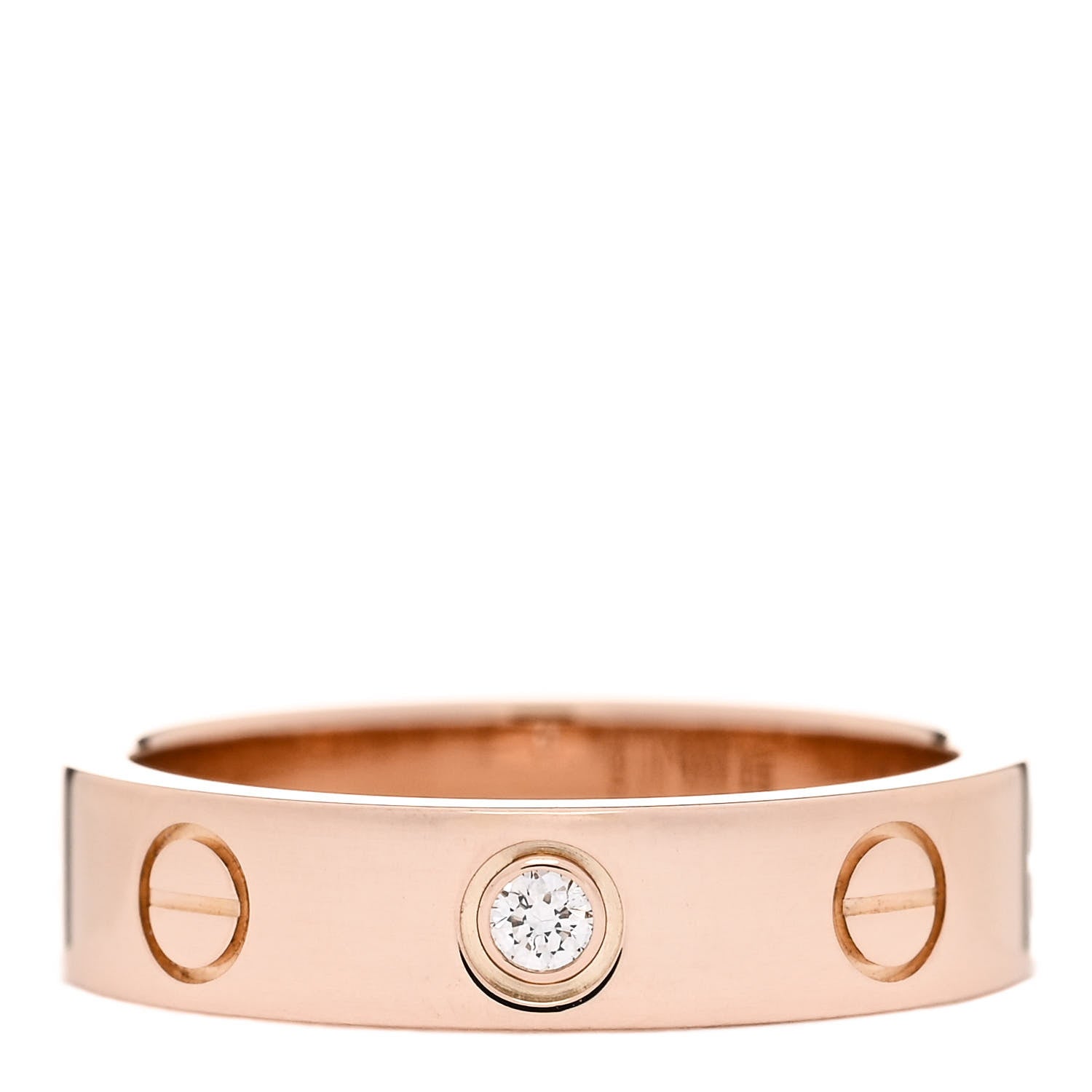 Cartier 18K Pink Gold Diamond 4mm LOVE Wedding Band Ring 47 4 1 of 4