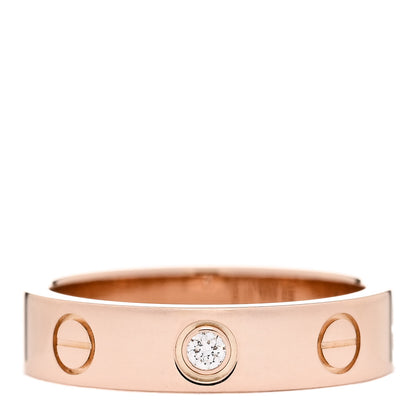 Cartier 18K Pink Gold Diamond 4mm LOVE Wedding Band Ring 47 4 1 of 4
